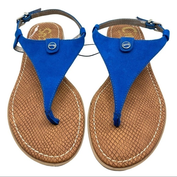 NWT Circus by Sam Edelman Cassandra Blue Thong Ankle Strap Sandals Size 5/6 - Picture 5 of 9